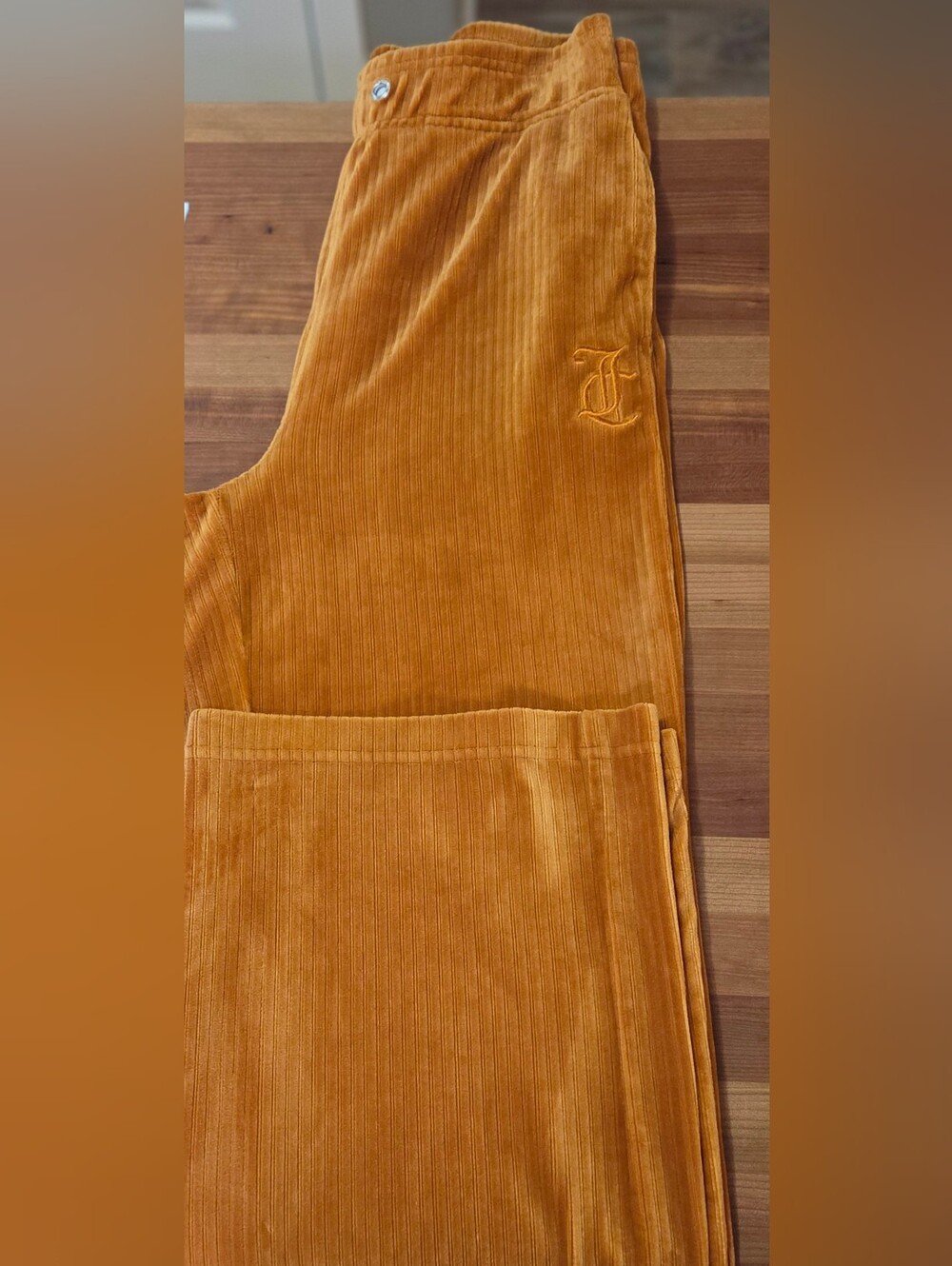 Juicy Couture Corduroy Track Pants in Mustard Gold